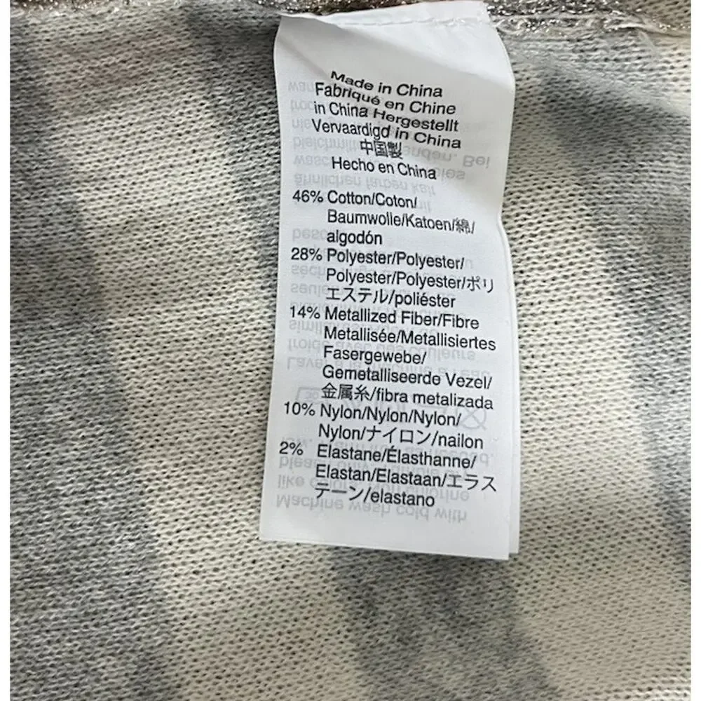 J. Crew Turtleneck Sweater Cotton Metallic Gold Silver Striped Size Large NEW - Picture 9 of 9